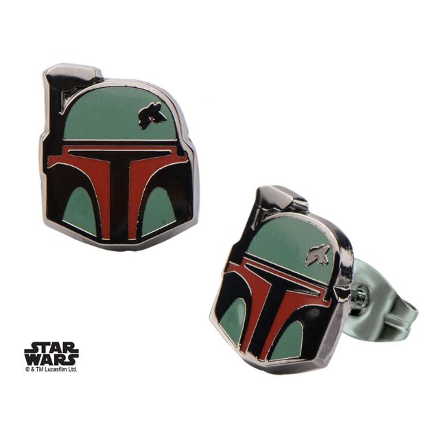 INOX 'Star Wars' Steel Boba Fett Earrings - Click Image to Close
